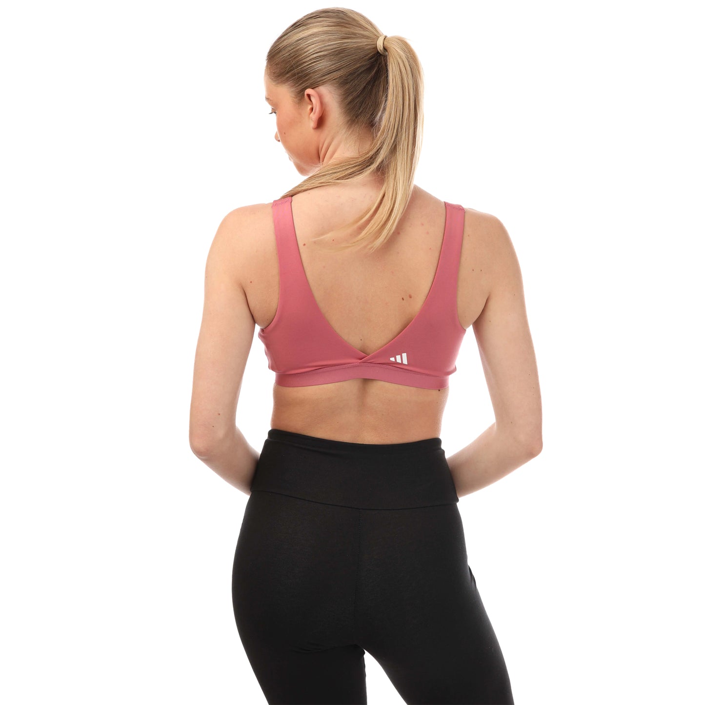 Pink - Back - Adidas Womens-Ladies Essentials Nursing Yoga Sports Bra