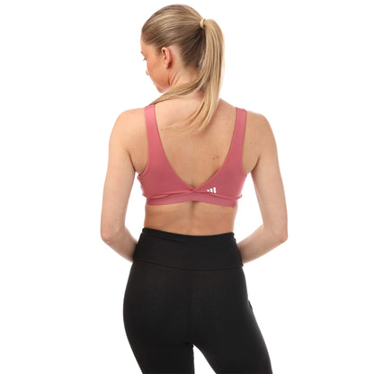 Pink - Back - Adidas Womens-Ladies Essentials Nursing Yoga Sports Bra