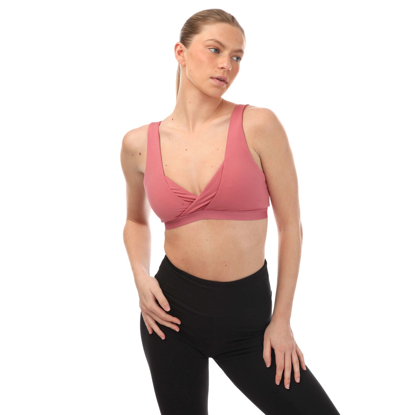 Pink - Side - Adidas Womens-Ladies Essentials Nursing Yoga Sports Bra