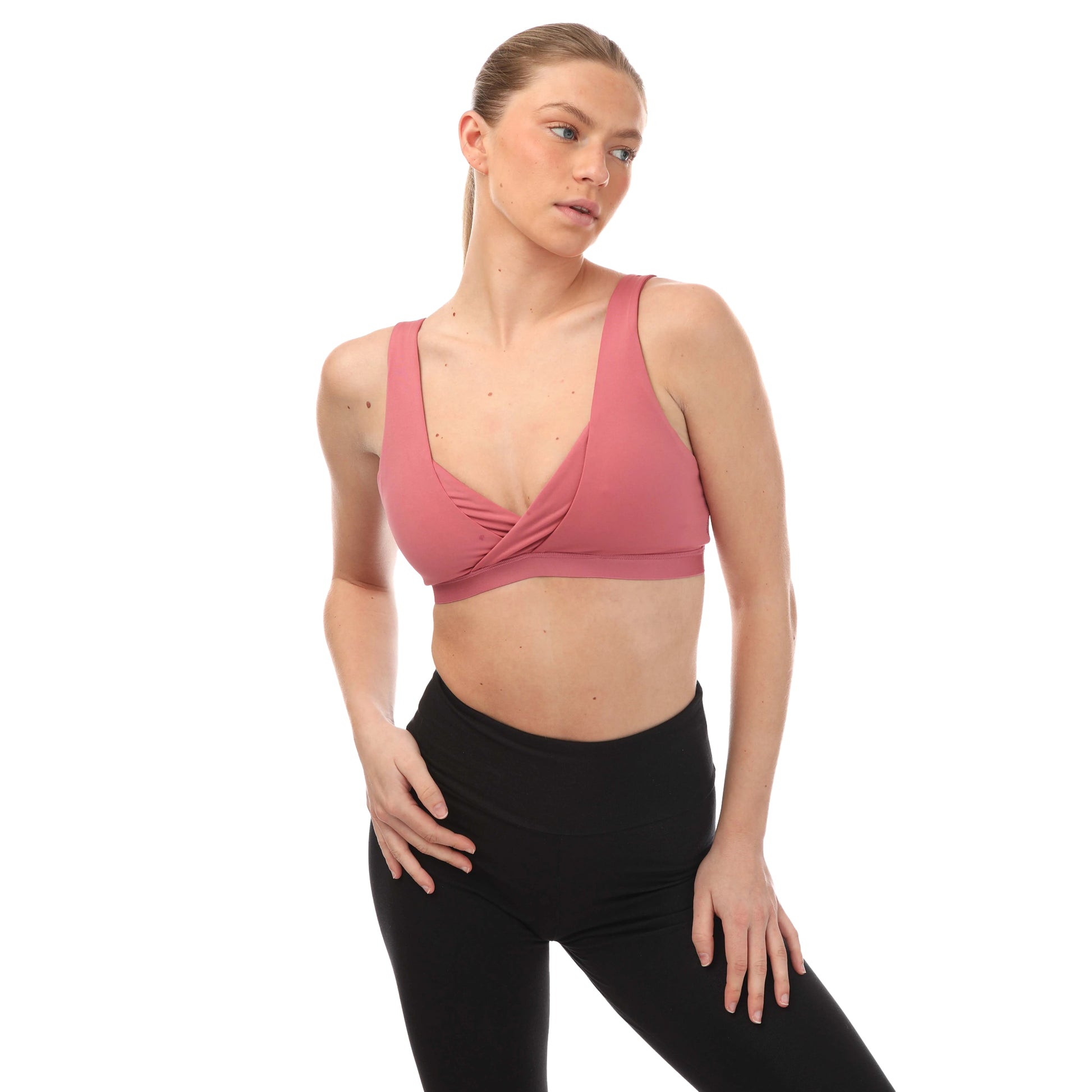 Pink - Side - Adidas Womens-Ladies Essentials Nursing Yoga Sports Bra