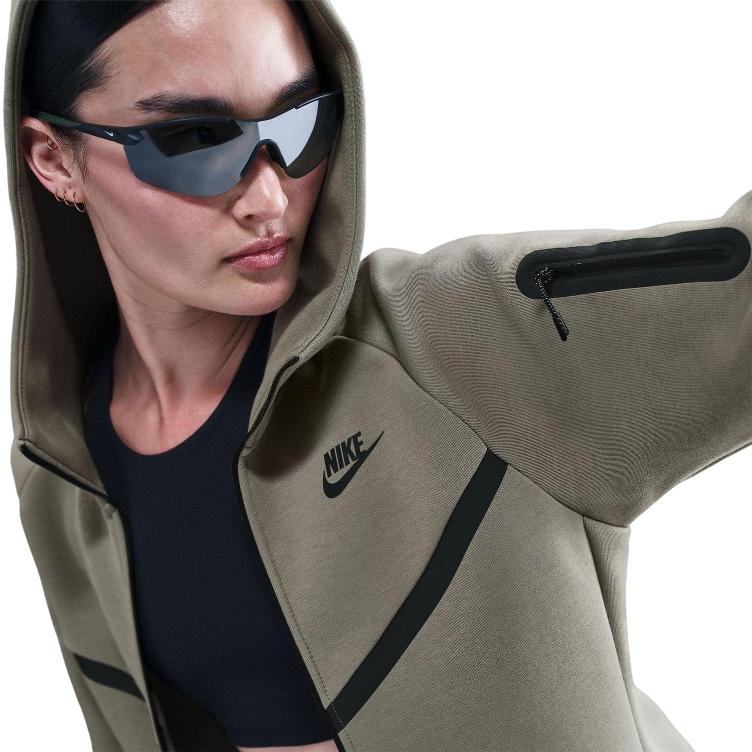 Army - Side - Nike Womens-Ladies Windrunner Tech Fleece Full Zip Hoodie