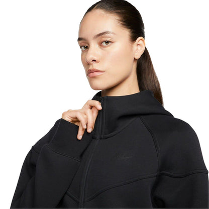 Black - Side - Nike Womens-Ladies Windrunner Tech Fleece Full Zip Hoodie