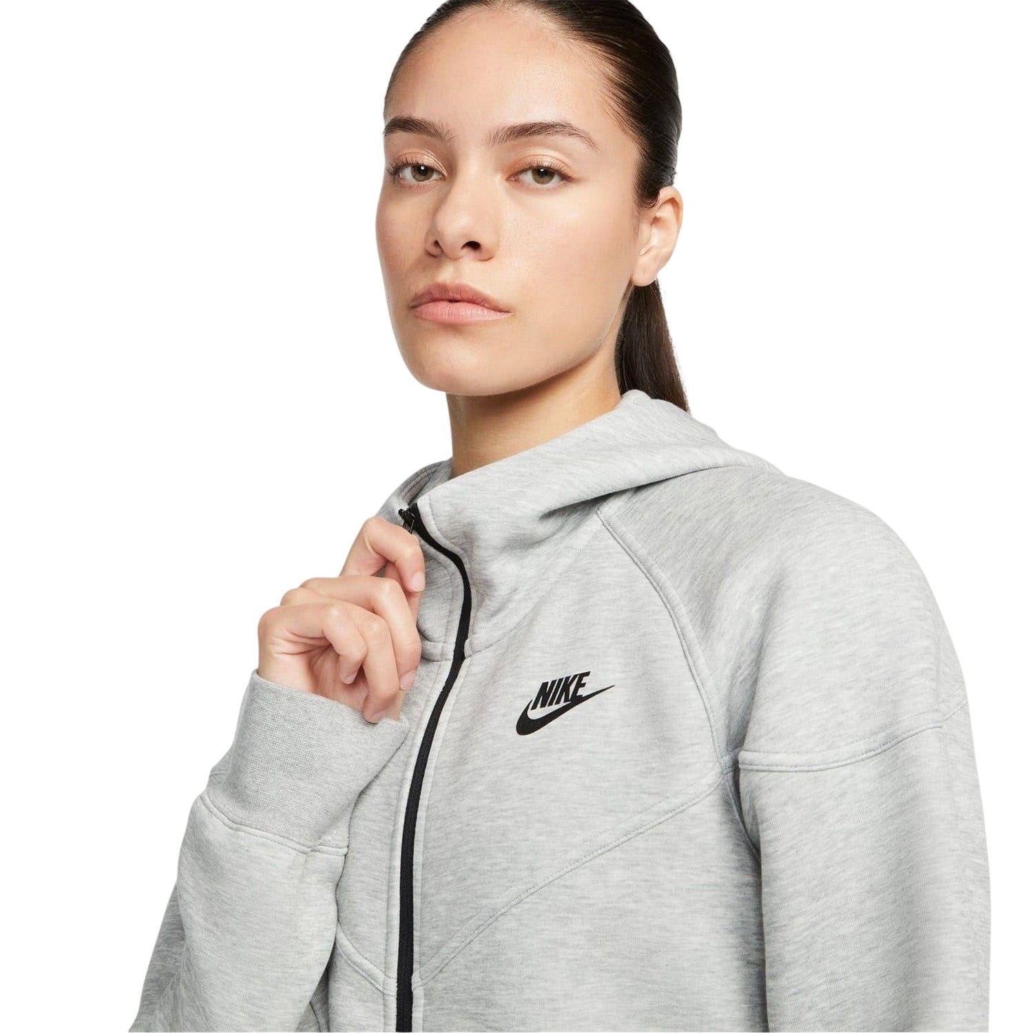Grey - Side - Nike Womens-Ladies Windrunner Tech Fleece Full Zip Hoodie