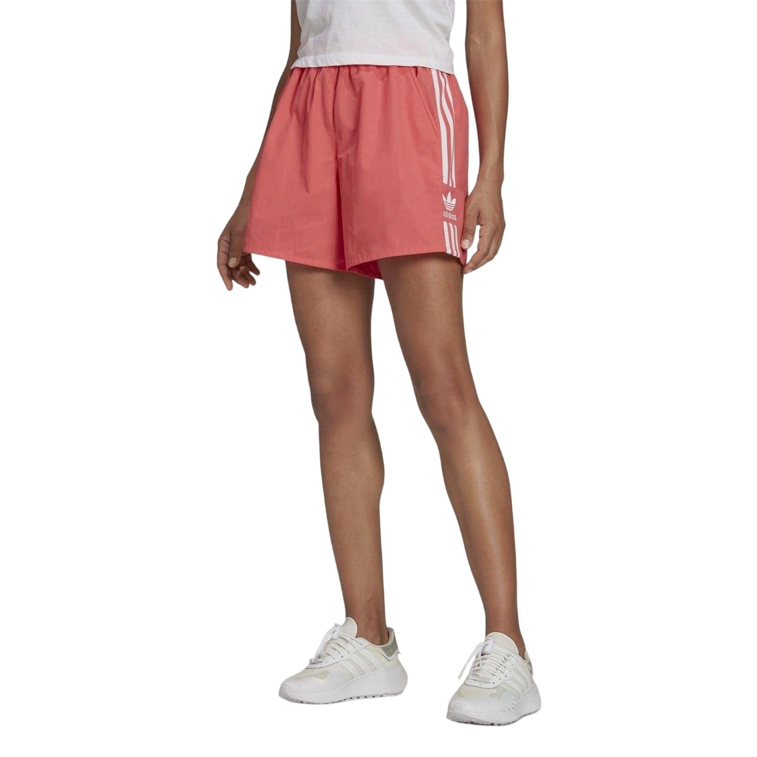 Pink - Front - Adidas Womens-Ladies 3 Stripes Shorts