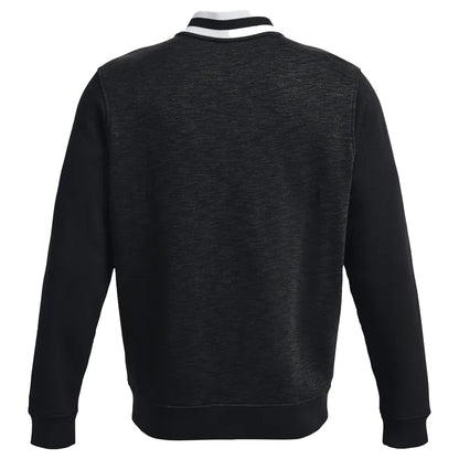 Black - Back - Under Armour Mens Essential Heritage Full Zip Fleece Top