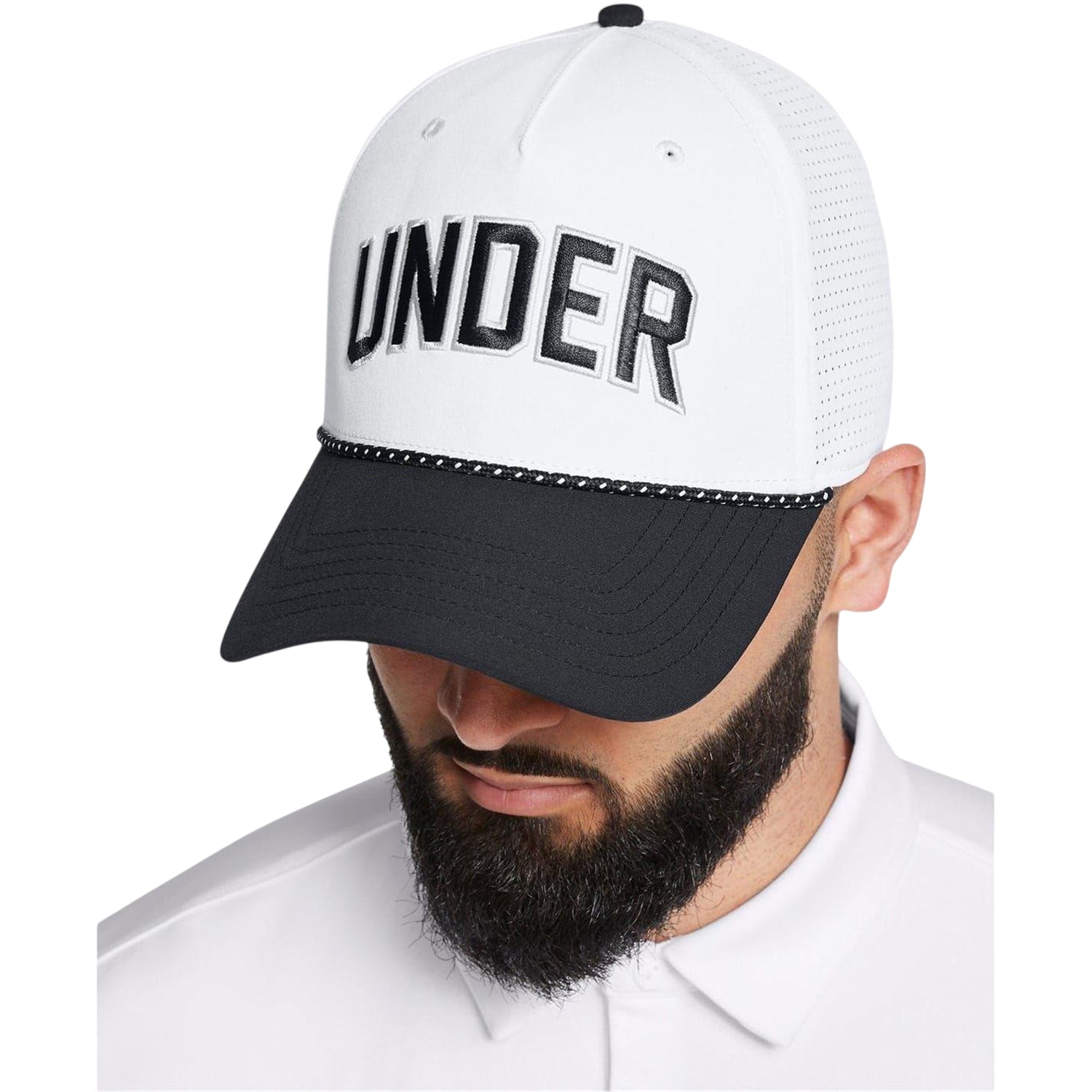 White - Side - Under Armour Drive Rope Golf Snapback Cap
