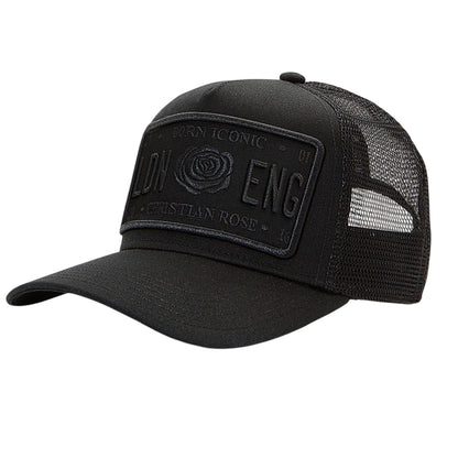 Black - Side - Christian Rose Baby Trucker Cap
