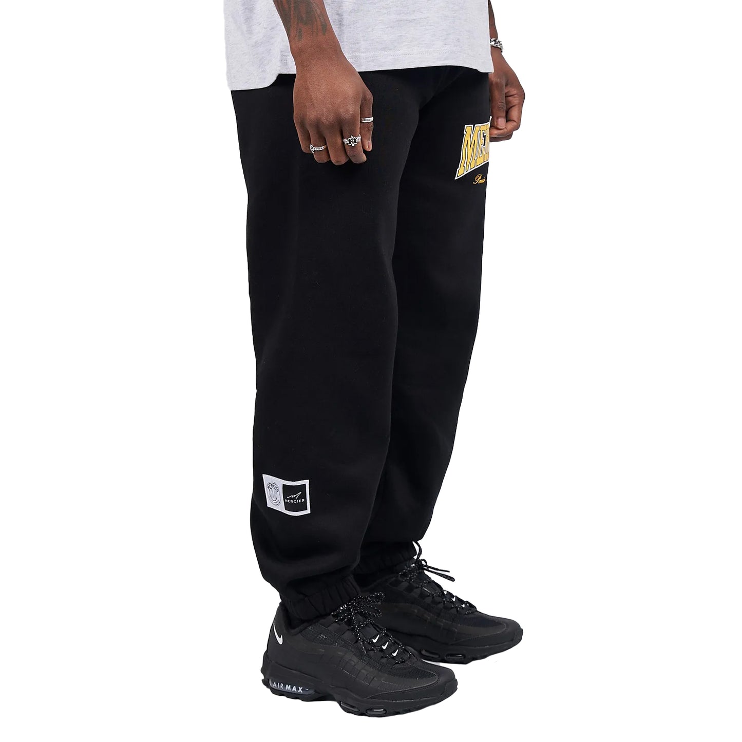 Black-Yellow - Back - Mercier Mens Kansas Relax Jogging Bottoms