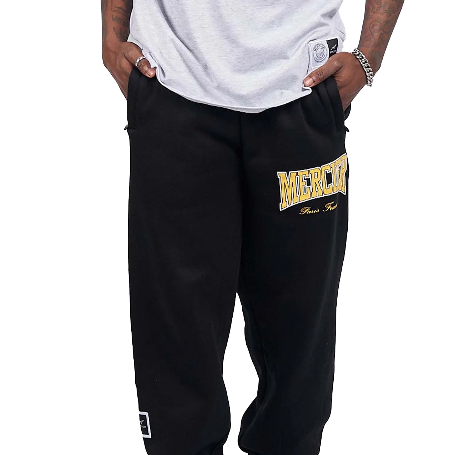 Black-Yellow - Side - Mercier Mens Kansas Relax Jogging Bottoms