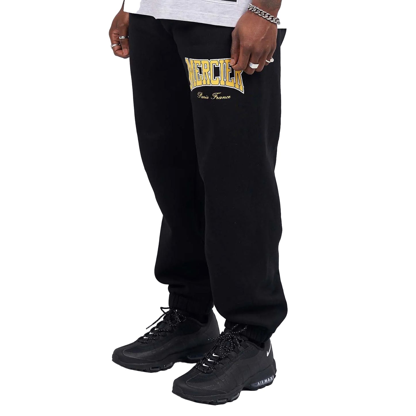 Black-Yellow - Front - Mercier Mens Kansas Relax Jogging Bottoms