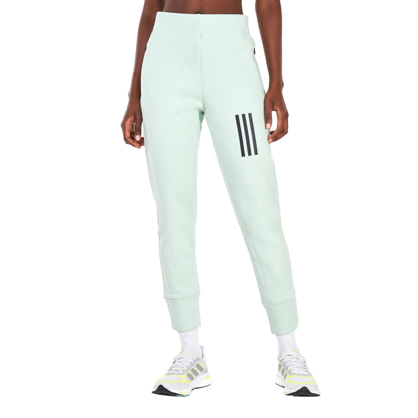 Green - Side - Adidas Womens-Ladies Mission Victory High Waist Slim Jogging Bottoms