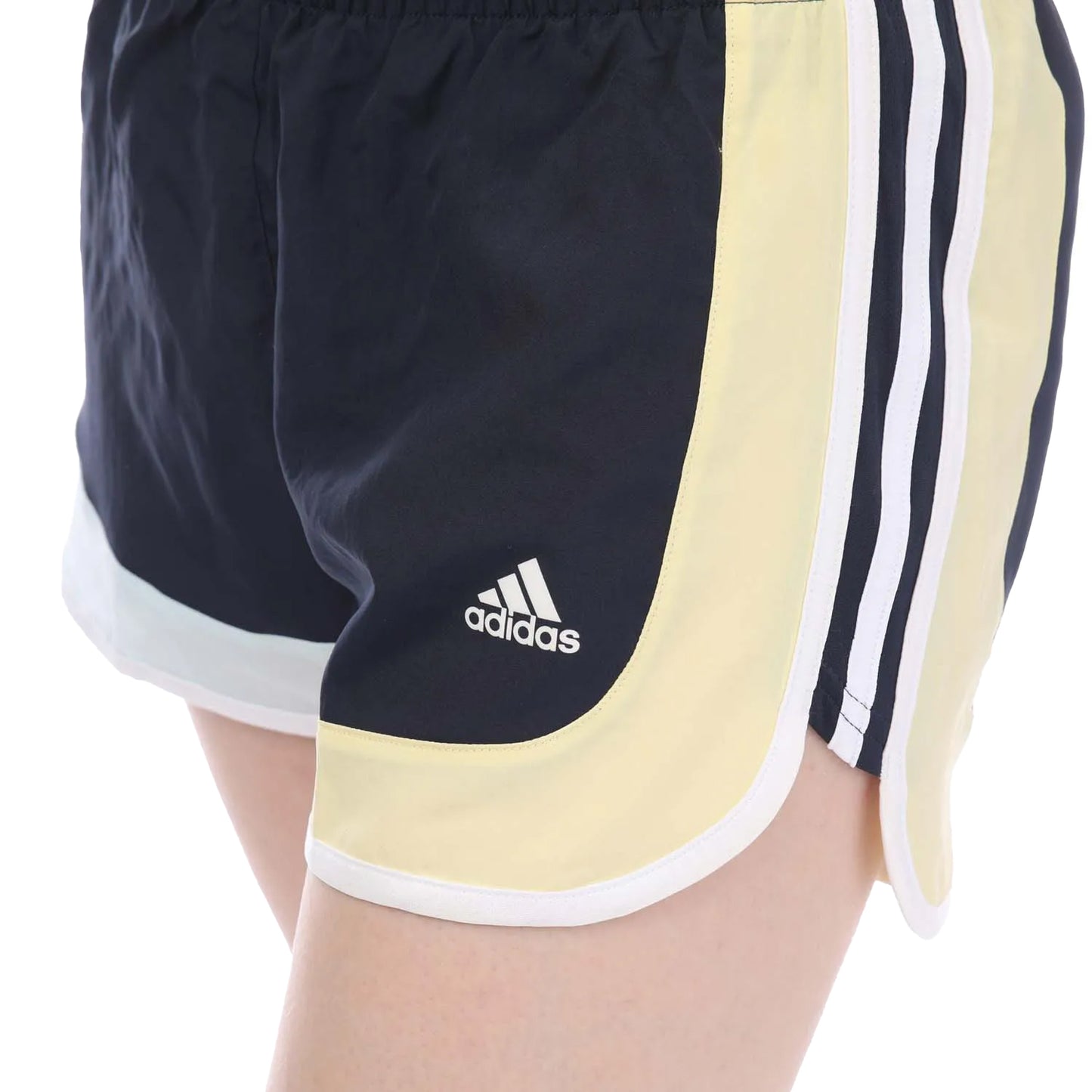 Navy - Back - Adidas Womens-Ladies Marathon 20 Colour Block Running Shorts