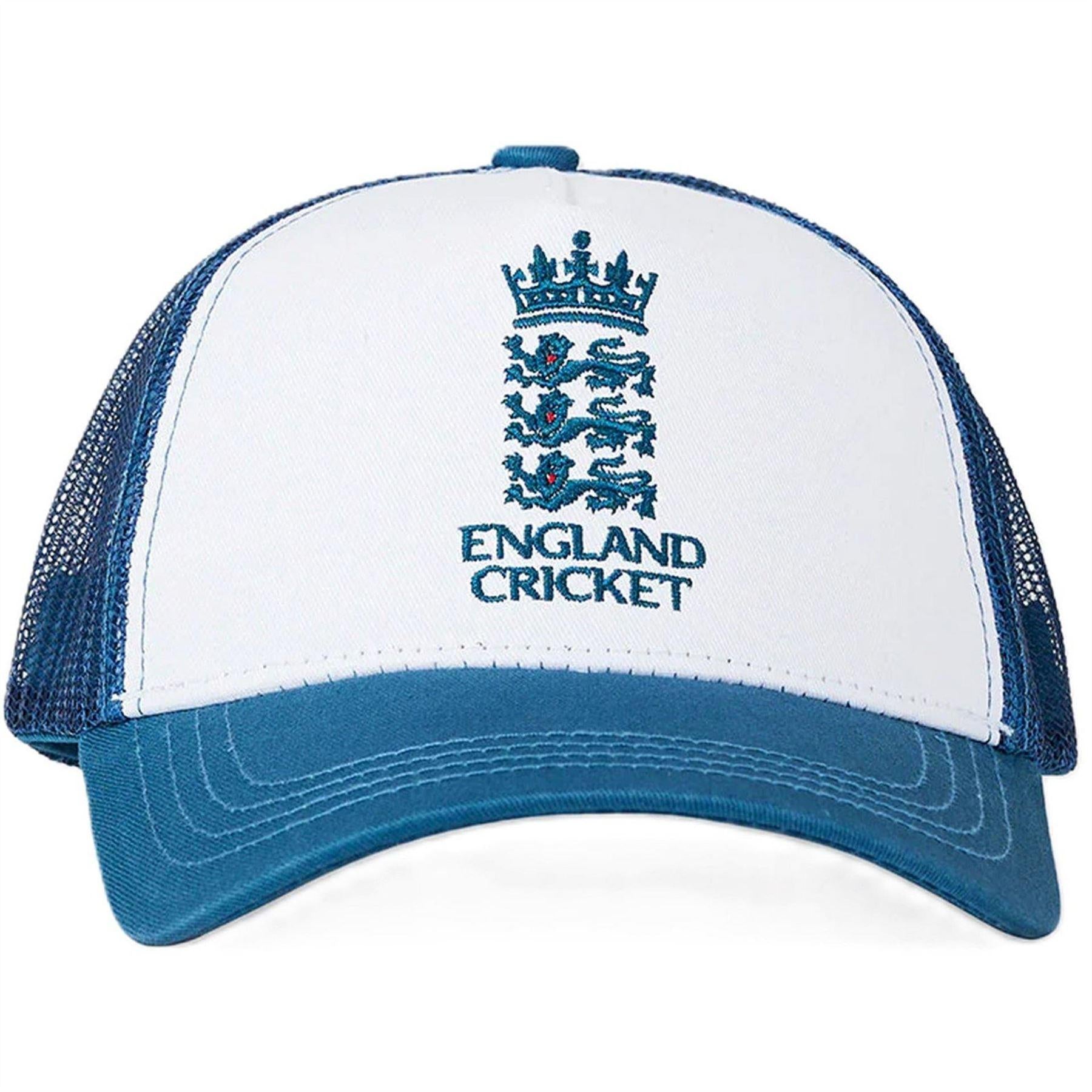 Navy - Front - England Cricket Unisex Adult Cricket Trucker Cap