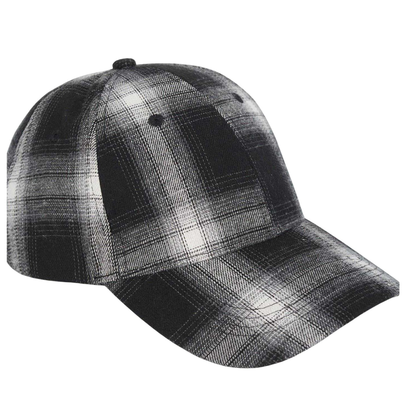 Black-White Check - Side - Brave Soul Mens Plaid Casual Baseball Cap