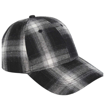 Black-White Check - Side - Brave Soul Mens Plaid Casual Baseball Cap