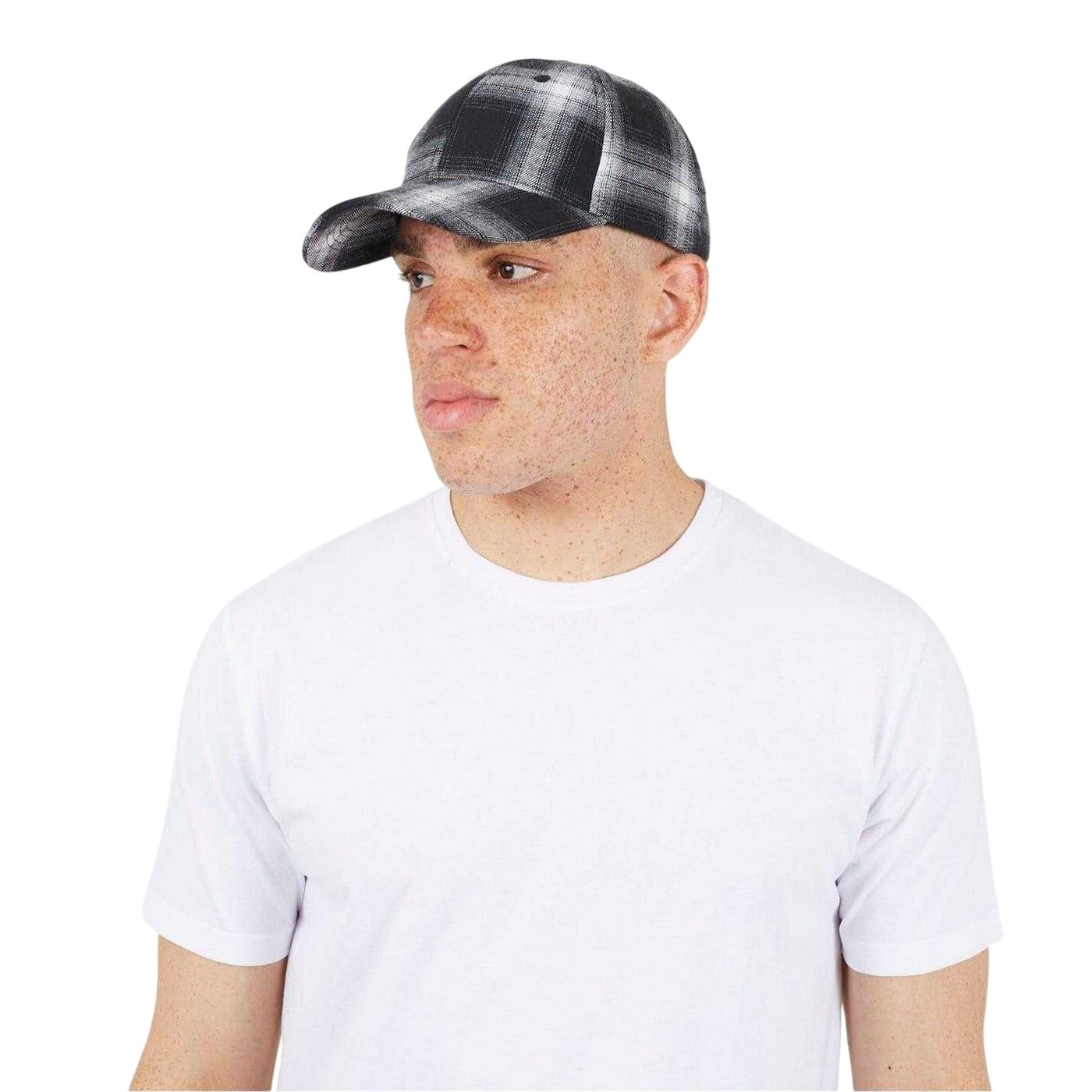 Black-White Check - Lifestyle - Brave Soul Mens Plaid Casual Baseball Cap