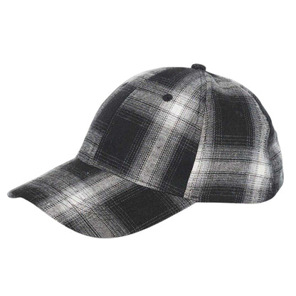 Black-White Check - Front - Brave Soul Mens Plaid Casual Baseball Cap