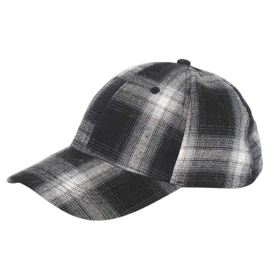Black-White Check - Front - Brave Soul Mens Plaid Casual Baseball Cap