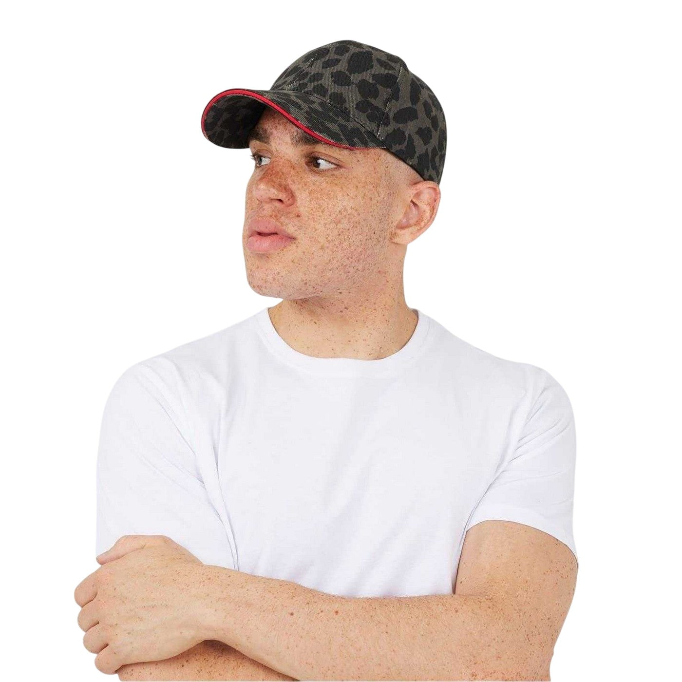 Black-Silver Leopard Print - Lifestyle - Brave Soul Mens Leopard Print Casual Baseball Cap
