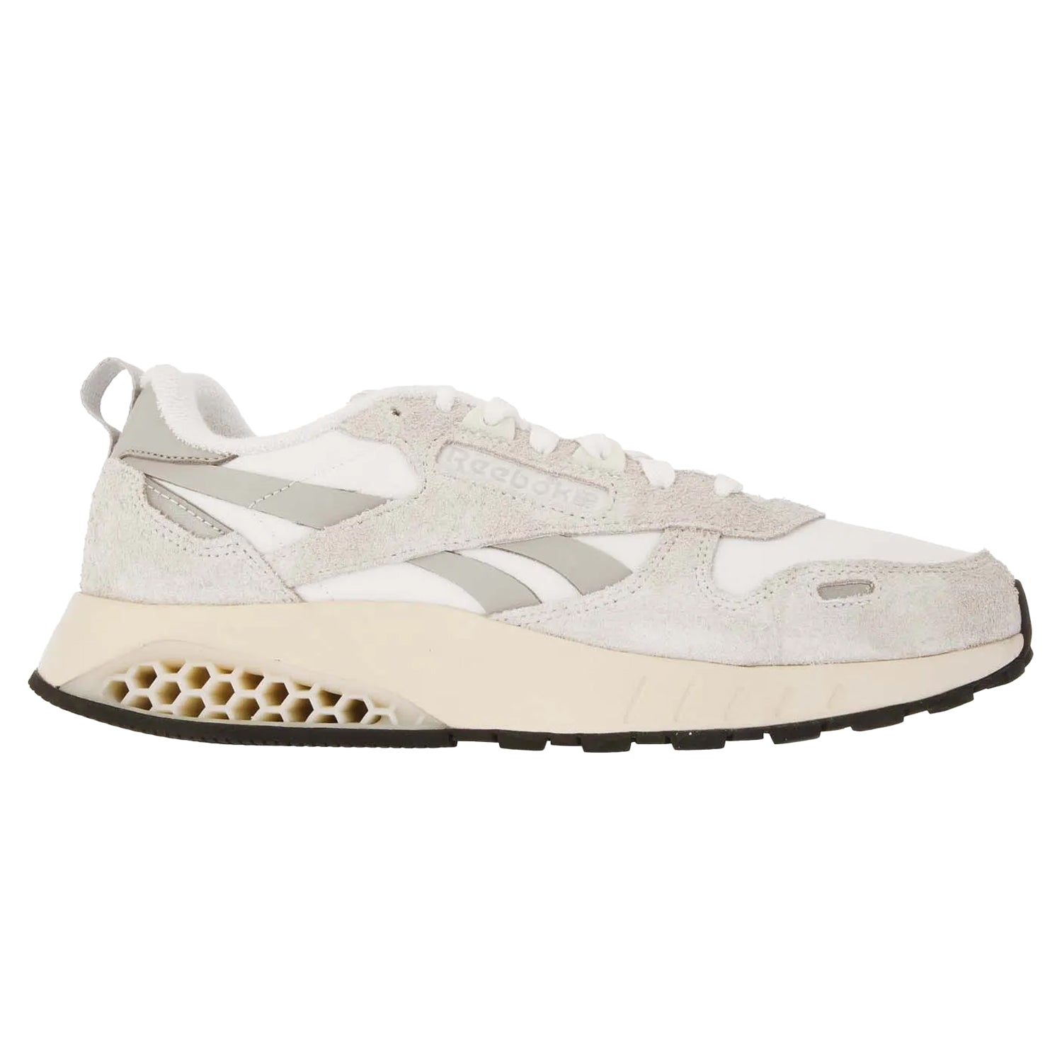 White-Grey - Side - Reebok Unisex Adult Leather Hexalite Trainers