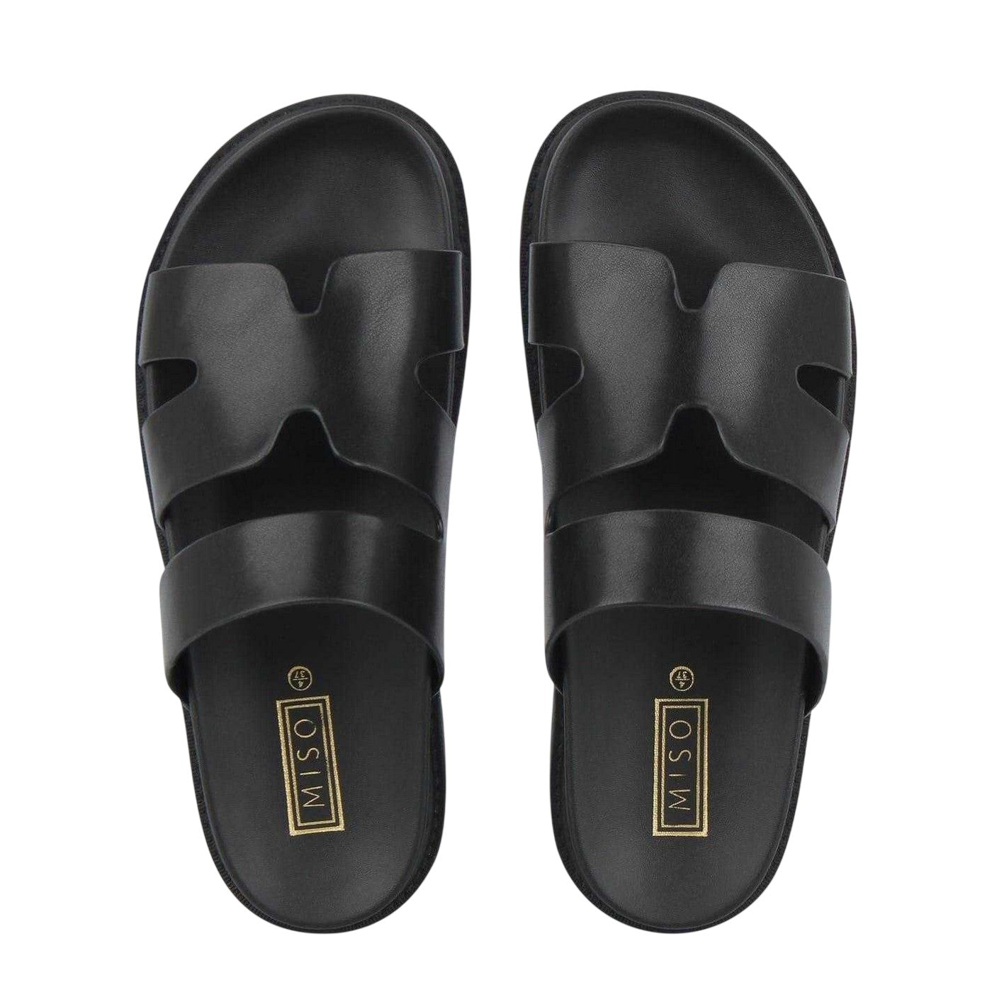 Black - Side - Miso Womens-Ladies Leather Slide