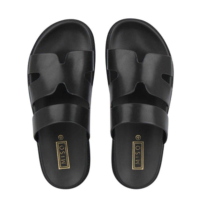 Black - Side - Miso Womens-Ladies Leather Slide