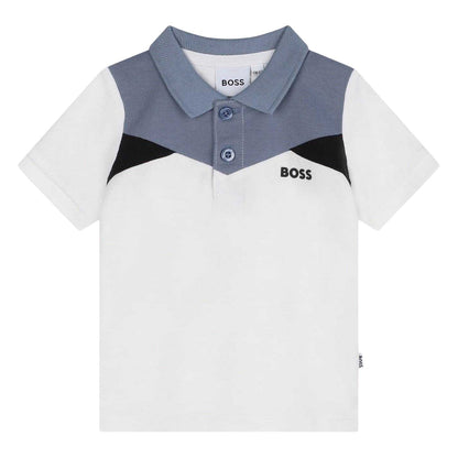 White - Front - Boss Childrens-Kids Relaxed Fit Short-Sleeved Polo Shirt