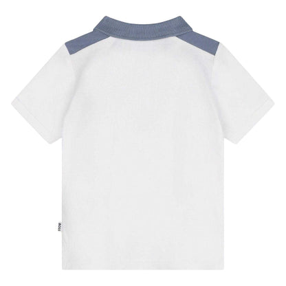White - Back - Boss Childrens-Kids Relaxed Fit Short-Sleeved Polo Shirt