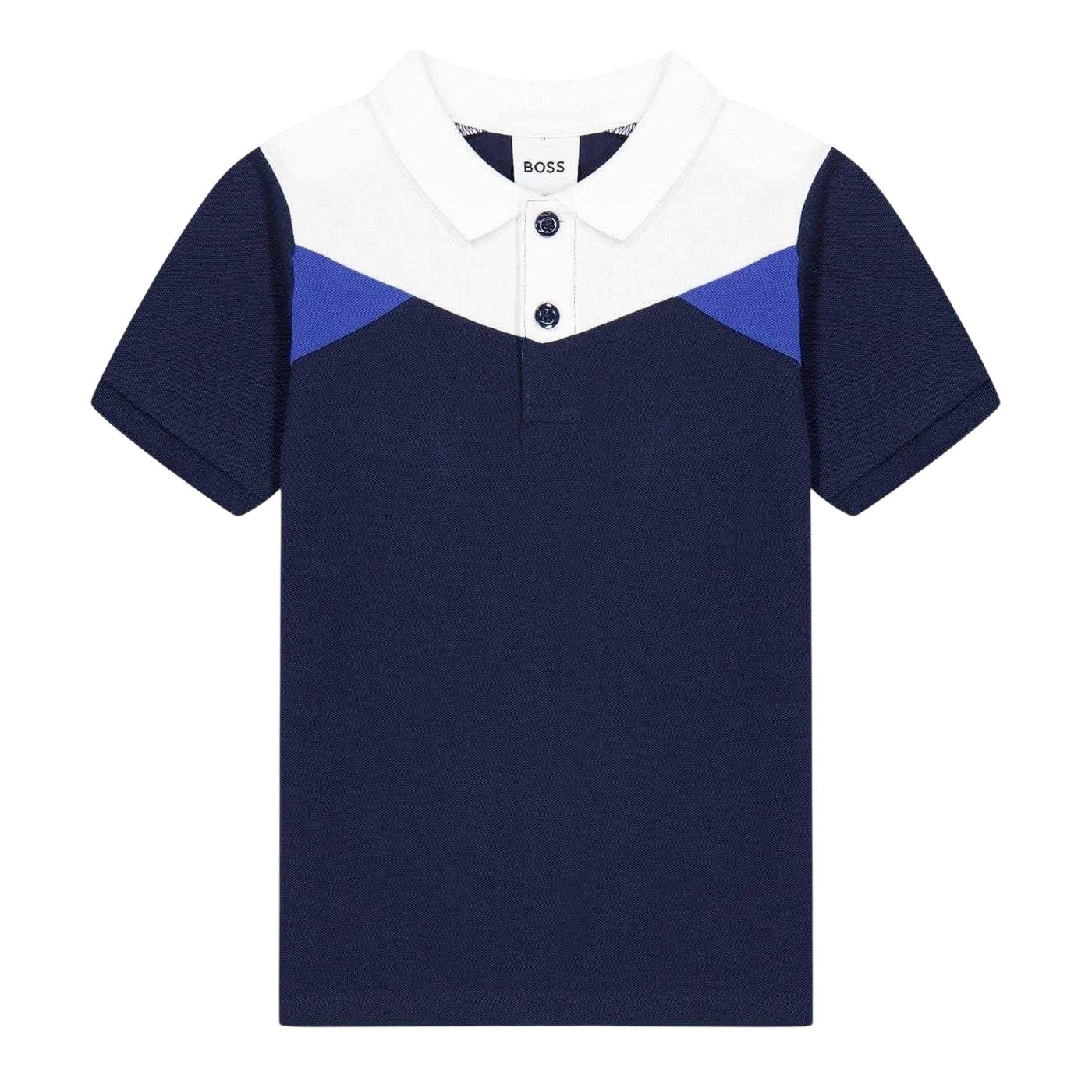 Navy - Front - Boss Childrens-Kids Relaxed Fit Short-Sleeved Polo Shirt
