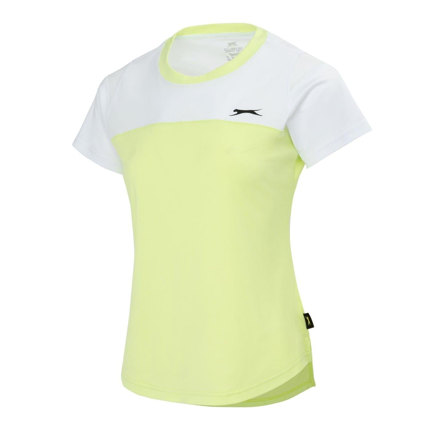 White-Lime - Side - Slazenger Womens-Ladies Court Lightweight T-Shirt