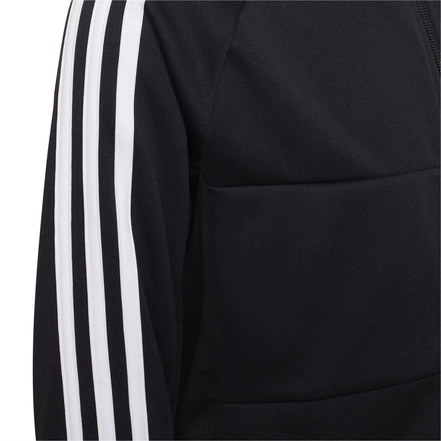 Black-White - Pack Shot - Adidas Childrens-Kids Sereno 3 Stripes Track Jacket