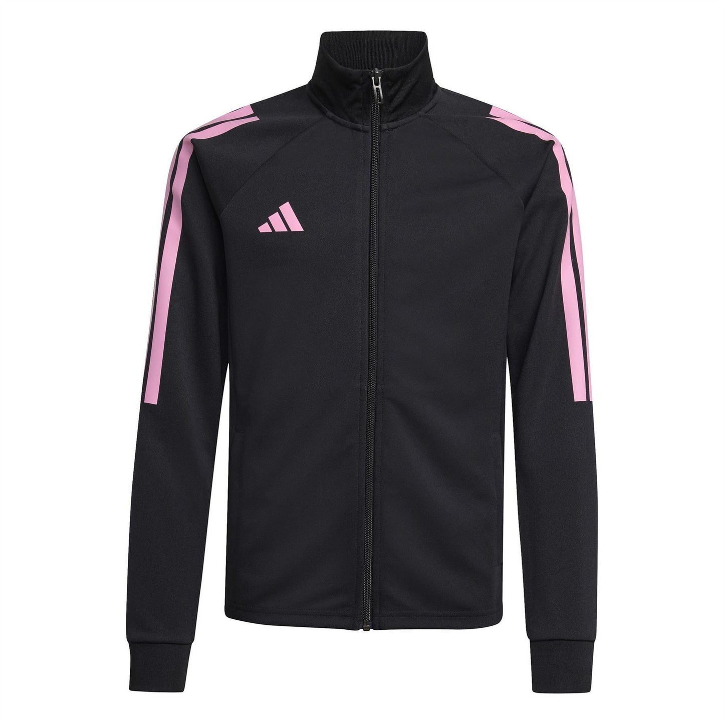 Black-Pink - Front - Adidas Childrens-Kids Sereno 3 Stripes Track Jacket