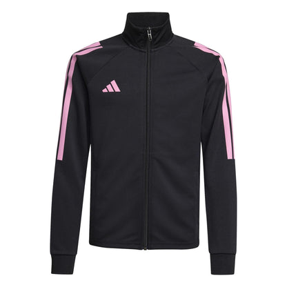 Black-Pink - Front - Adidas Childrens-Kids Sereno 3 Stripes Track Jacket