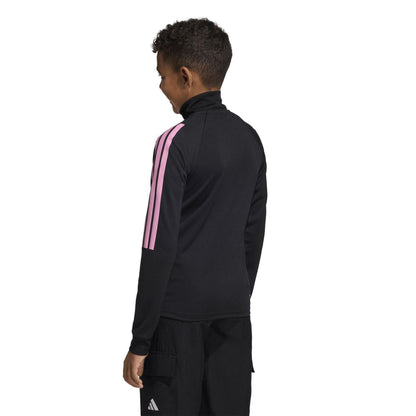 Black-Pink - Back - Adidas Childrens-Kids Sereno 3 Stripes Track Jacket