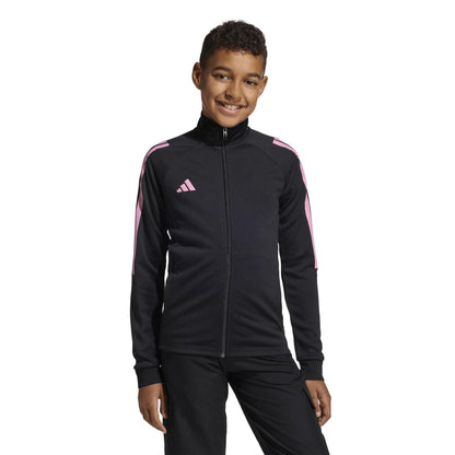 Black-Pink - Pack Shot - Adidas Childrens-Kids Sereno 3 Stripes Track Jacket