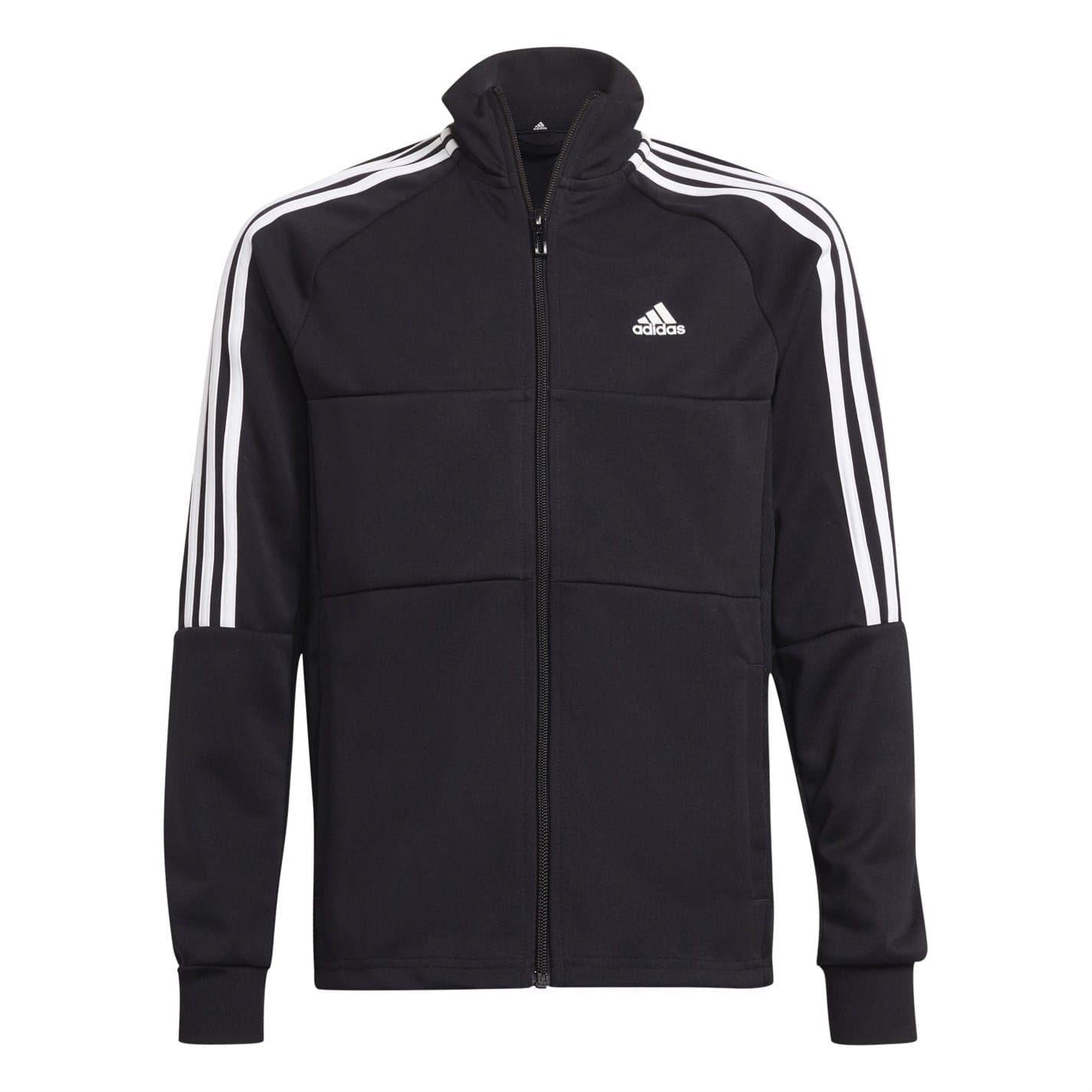 Black-White - Front - Adidas Childrens-Kids Sereno 3 Stripes Track Jacket