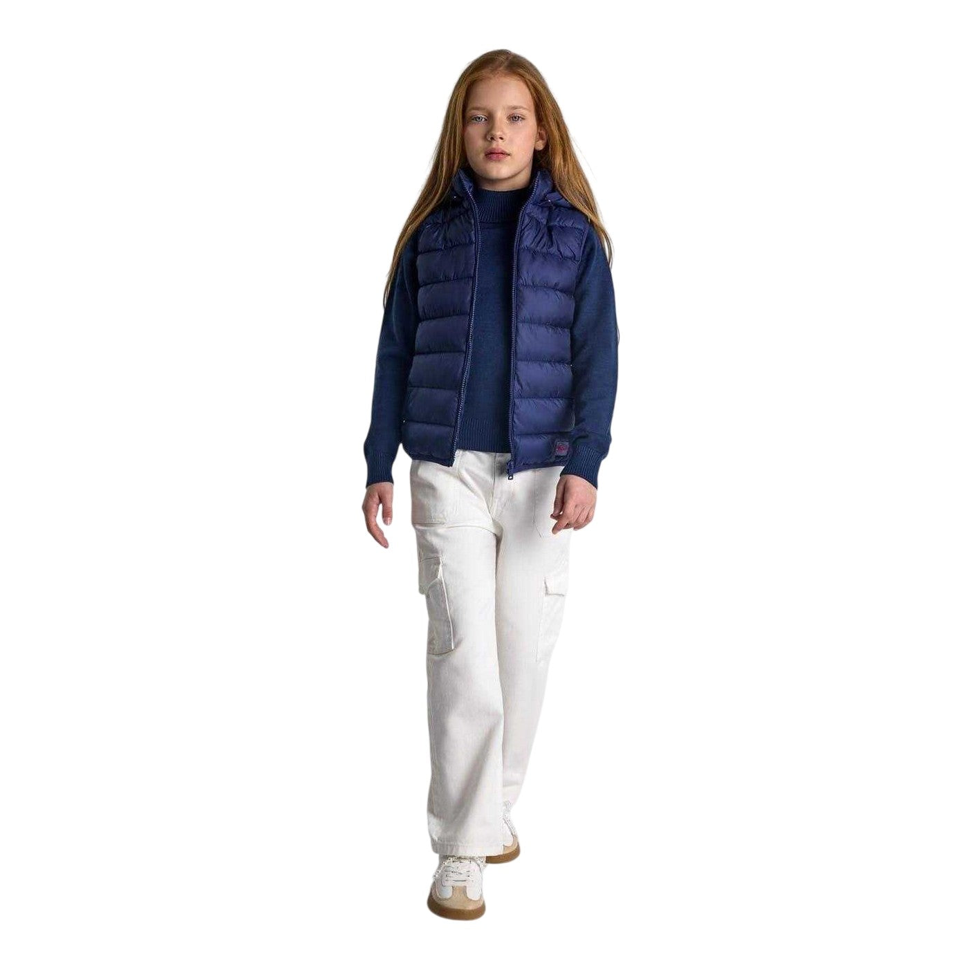 Dark Blue - Pack Shot - Minoti Girls Puffer Quilted Gilet