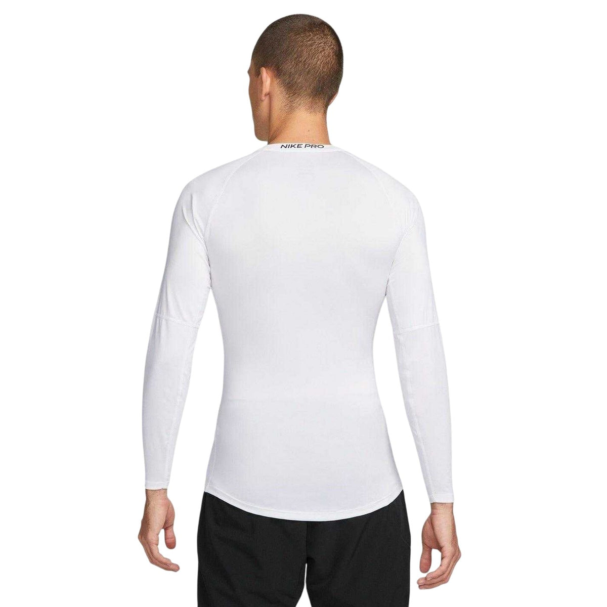 White-Black - Back - Nike Mens Dri-FIT Fitted Long-Sleeved Fitness Base Layer Top