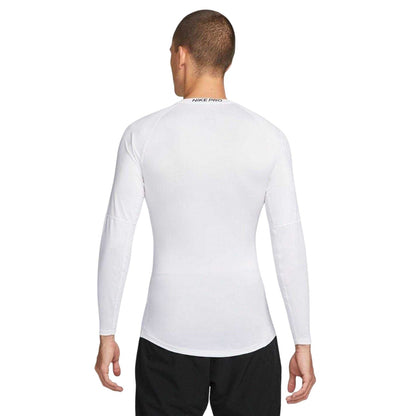 White-Black - Back - Nike Mens Dri-FIT Fitted Long-Sleeved Fitness Base Layer Top