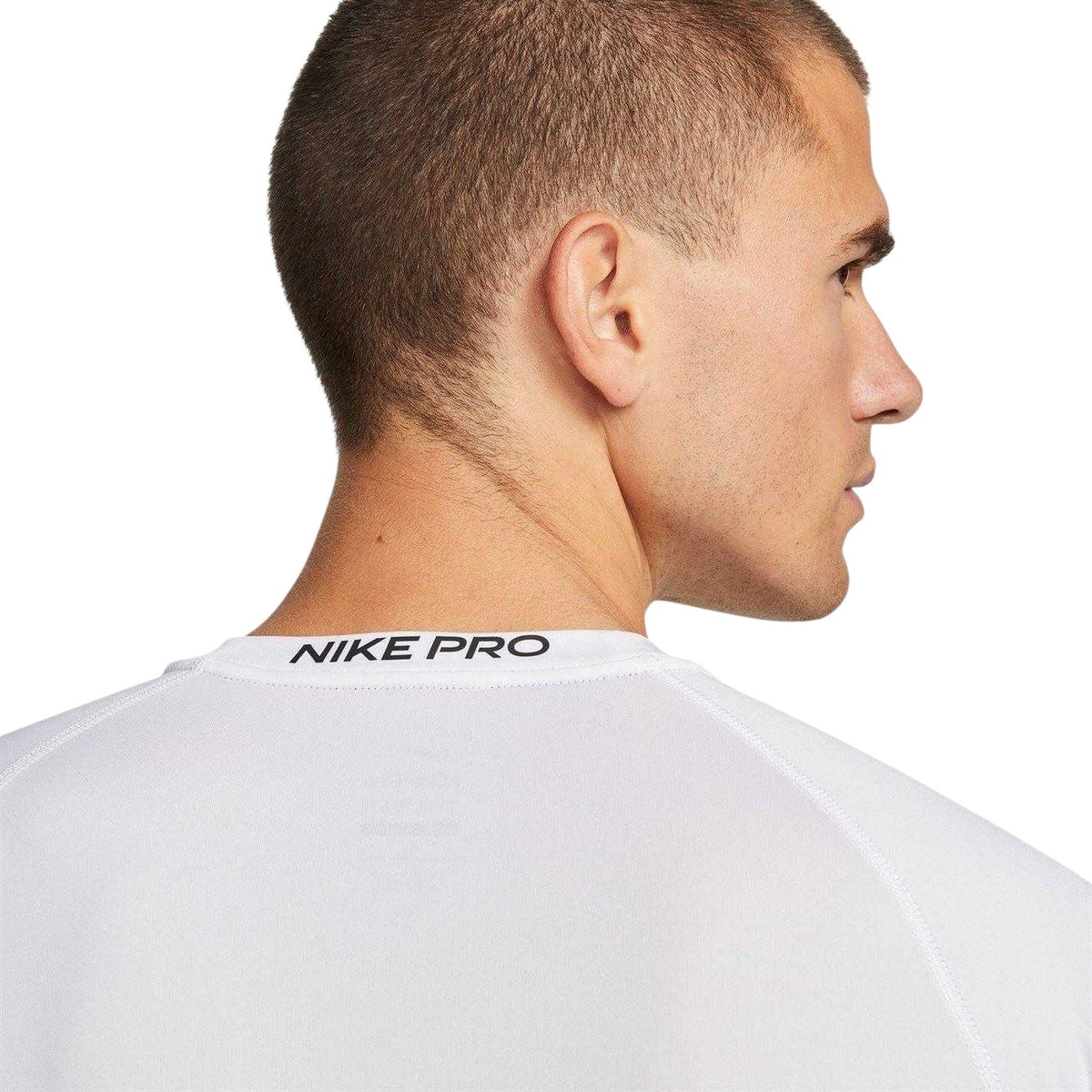 White-Black - Lifestyle - Nike Mens Dri-FIT Fitted Long-Sleeved Fitness Base Layer Top