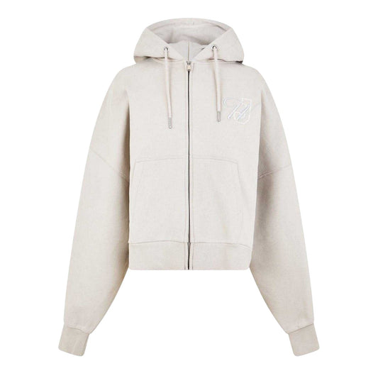 Stone - Front - Jack Wills Girls Emblem Cotton Blend Embroidered Drawstring Hoodie