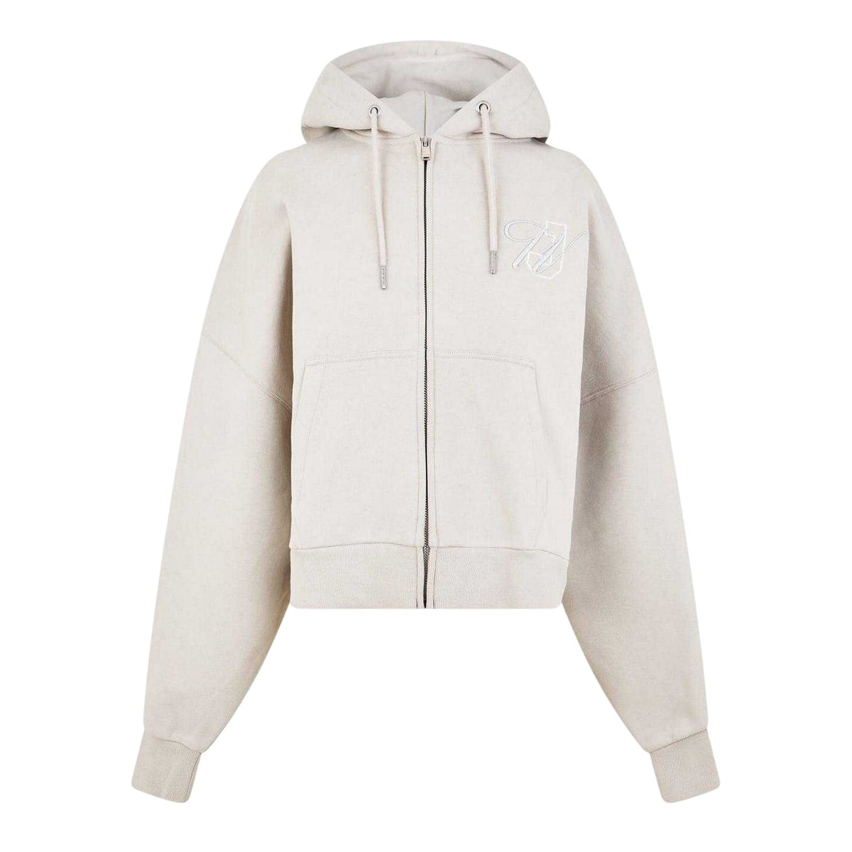 Stone - Front - Jack Wills Girls Emblem Cotton Blend Embroidered Drawstring Hoodie