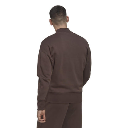 Brown - Back - Adidas Mens Studio Lounge Fleece Track Top
