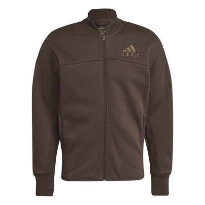 Brown - Front - Adidas Mens Studio Lounge Fleece Track Top