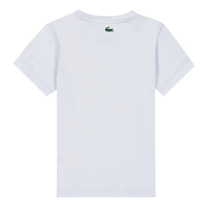 White - Back - Lacoste Childrens-Kids Big Logo Cotton Blend T-Shirt