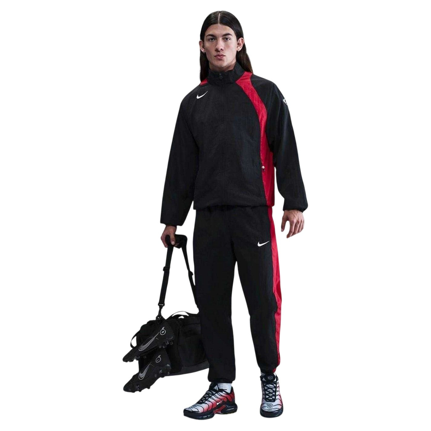 Black-Red - Side - Nike Mens Total 90 Water Repellent Track Jacket