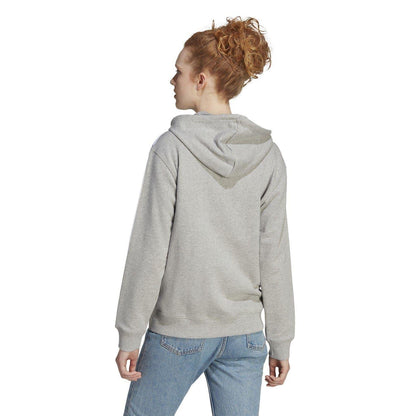 Medium Grey-White - Back - Adidas Womens-Ladies 3 Stripes Fleece Full Zip Hoodie