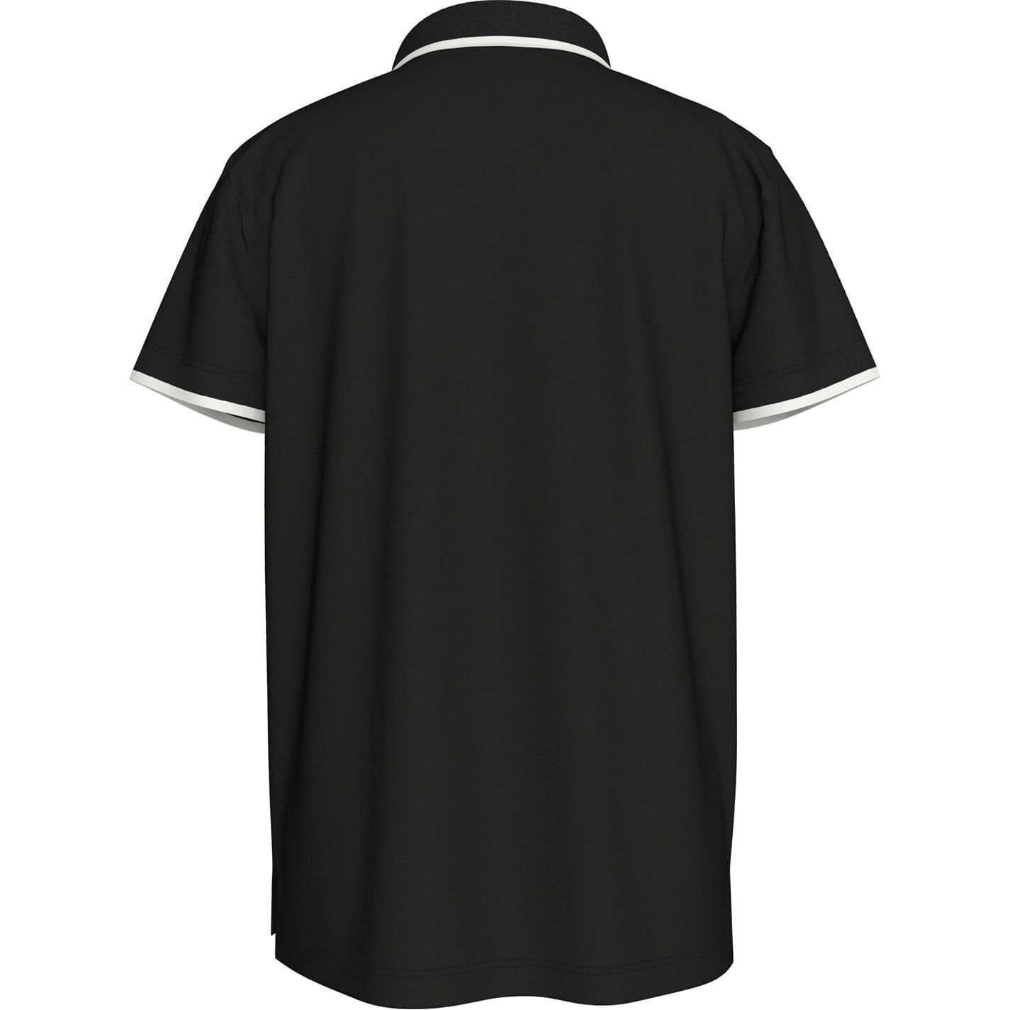 Black - Back - Calvin Klein Childrens-Kids Tipped Regular Polo Shirt