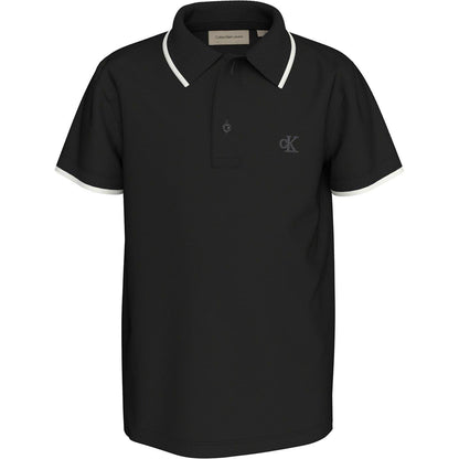 Black - Front - Calvin Klein Childrens-Kids Tipped Regular Polo Shirt