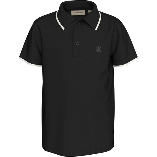 Black - Front - Calvin Klein Childrens-Kids Tipped Regular Polo Shirt